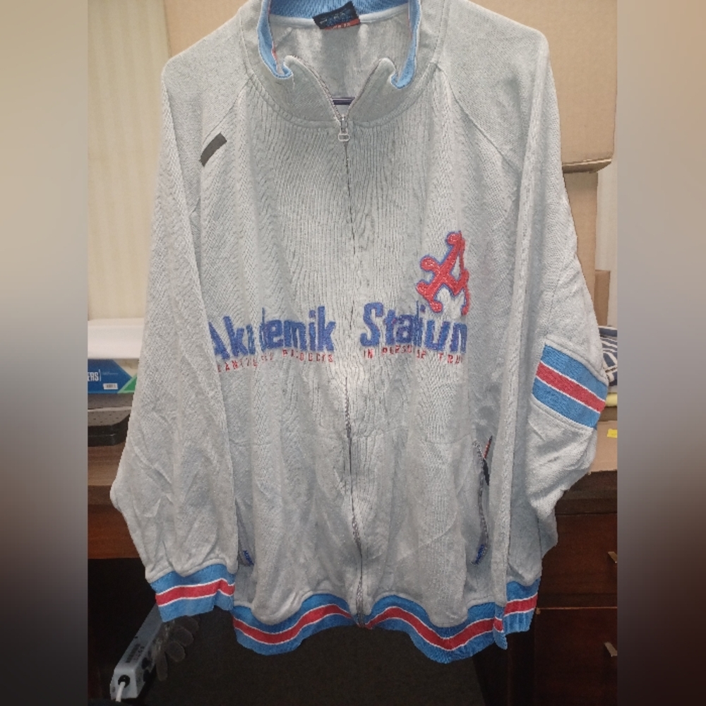 Vtg Akademiks Stadium Fleece Jacket Gray Full Zip Men's Size XXL